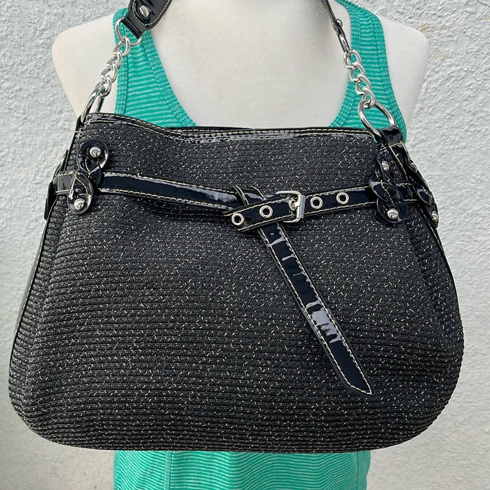 MAGID BLACK, Vintage Black and Silver Tote Bag